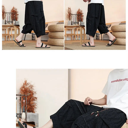 Pantaloncini Estivi da Uomo Taglie Forti in Cotone Comodi Stile Cinese Vintage Moda Casual Sportivi a Lanterna Taglie Grandi fino alla 8XL