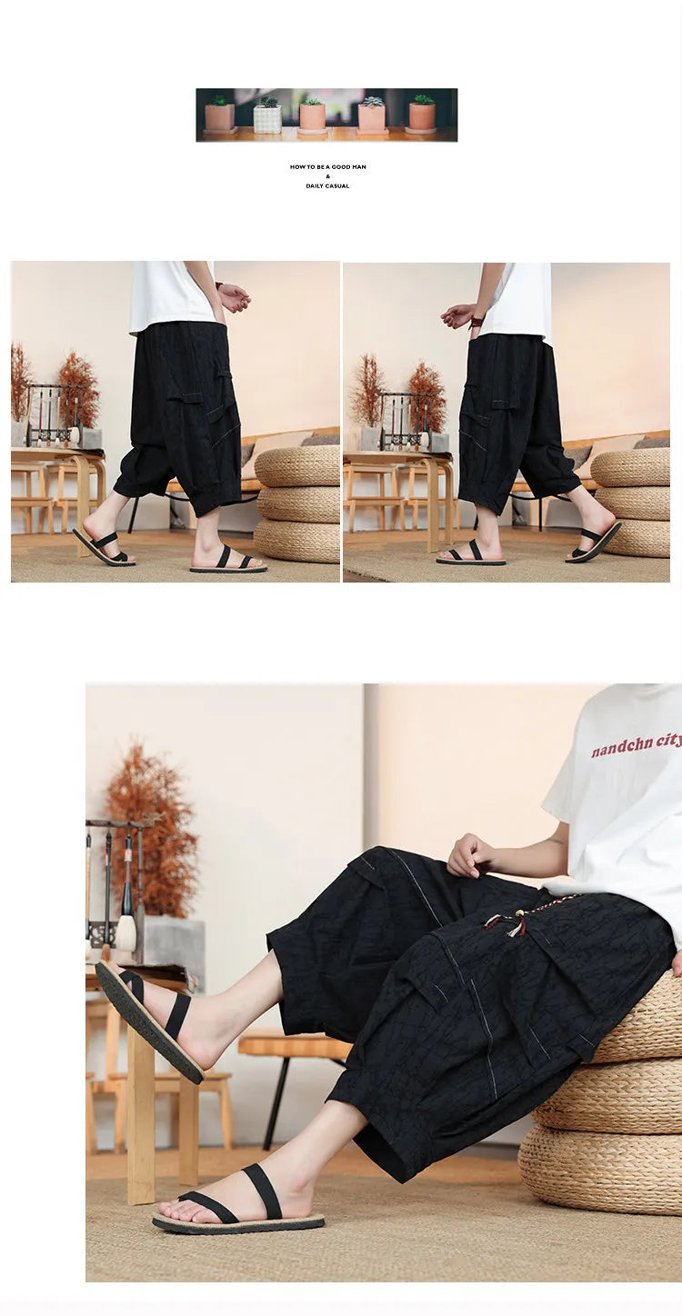 Pantaloncini Estivi da Uomo Taglie Forti in Cotone Comodi Stile Cinese Vintage Moda Casual Sportivi a Lanterna Taglie Grandi fino alla 8XL