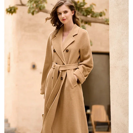DUTRIEUX Women's Coat Double-sided 10% Cashmere 90% Wool Women's Long Coat Jacket, 2025 Winter New Long Cashmere Coat Women