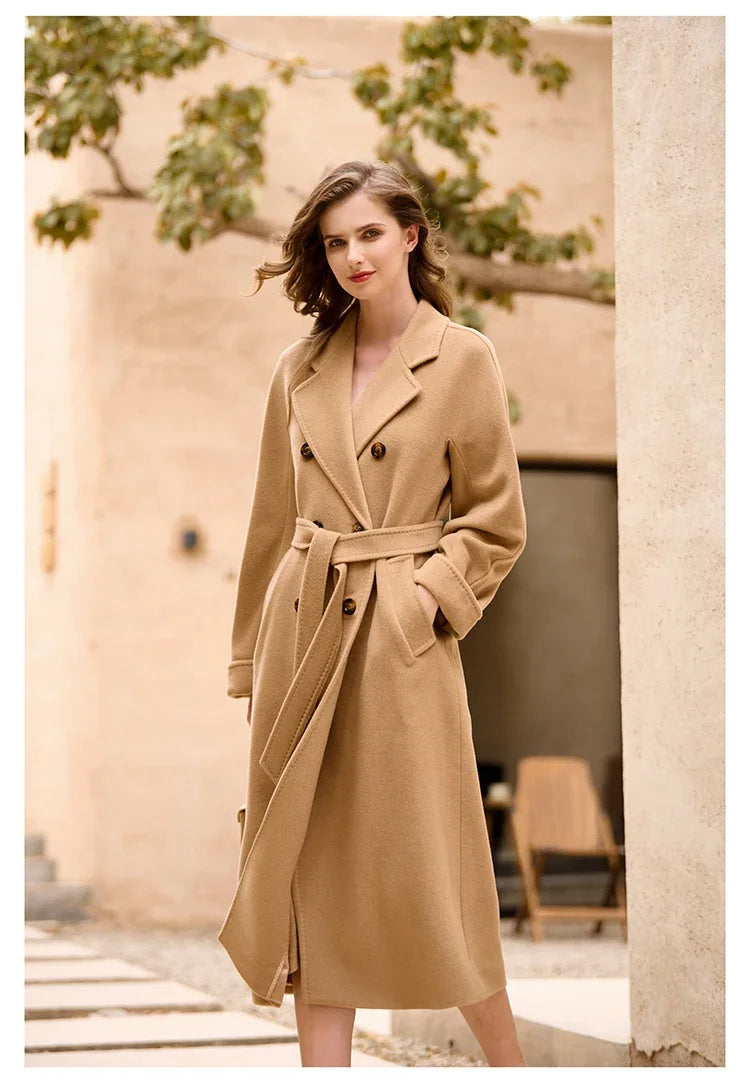 DUTRIEUX Women's Coat Double-sided 10% Cashmere 90% Wool Women's Long Coat Jacket, 2025 Winter New Long Cashmere Coat Women