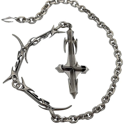 Set di Gioielli Punk Rock per Donne e Uomini, Collane e Anelli con Ciondolo a Croce Gotica, Collezione di Accessori Gioiello Audaci platinumshop