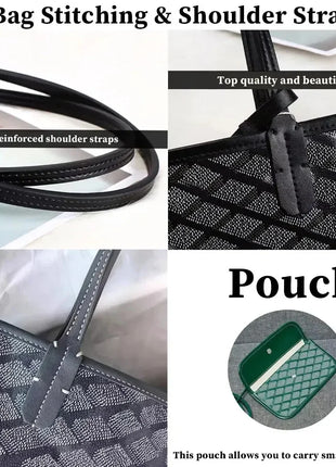Borsa da Shopping in Vera Pelle di Alta Qualità per Donna, 20cm, Set di 2 Pezzi con Piccolo Portamonete