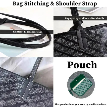 Borsa da Shopping in Vera Pelle di Alta Qualità per Donna, 20cm, Set di 2 Pezzi con Piccolo Portamonete