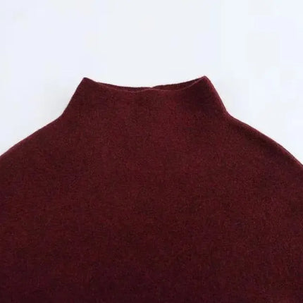 HH Women's New Fashion Versatile Solid Stand Collar Knitted Cape Coat Female Casual High Street Asymmetric 3-Colors Jacket Mujer