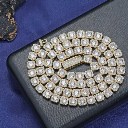 7MM 5A zircone Cluster Tennis Chain Iced Out Square Sparkling CZ Link collana regalo di anniversario per lui o per lei gioielli Hip Hop