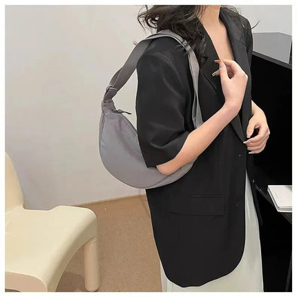 Simple Design Women's Messenger Bag Fashion Ladies Nylon Hobos Small Shoulder Bags Vintage Female Girls Purse Cloth Handbags PlatiNum