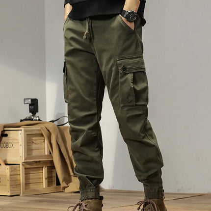 2025 New Multi-Pockets Spring Summer Cargo Pants Men Streetwear Zipper Leg Skinny Work Joggers Cotton Casual Tactical Trousers