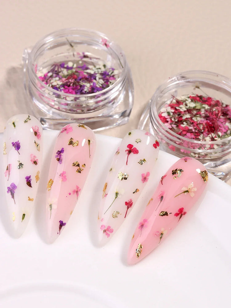 3D Mix Colors Flower Nail Art Sticker Resin - Summer Natural Minced Flowers Decal for Nails Art Accessories&Applique DIY Craft