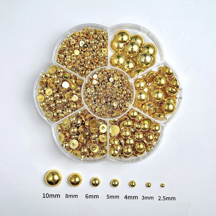 1box 3D Flower Bow Nail Art Decorations Kit Pink/White Acrylic Floral/Peal Beads Nail Charm with Wax Pen/Tweezer 4/6mm Nail Part Nail