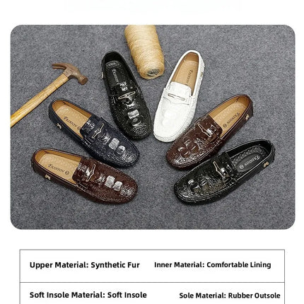 Scarpe Slip-On da Uomo in Pelle di Coccodrillo di Lusso, Scarpe Casual Primaverili ed Estive per la Guida, Stile Coppia, Taglio Basso, Suola in Gomma Traspirante