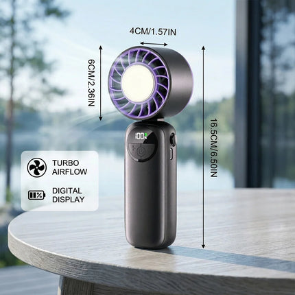 Ventilatore personale ad alta velocità dotato di impacco di ghiaccio in gel riutilizzabile, mini ventilatore portatile leggero per l'estate, ufficio, viaggi, campeggio, uso quotidiano all'aperto e al chiuso.
