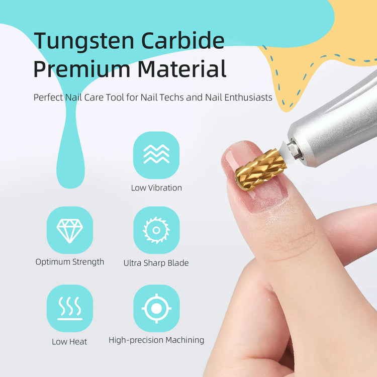 HYTOOS 5XC Safety Barrel Nail Drill Bits 3/32 Smooth Top Carbide Manicure Bit Remove Thick Gel Drills Accessories Supplier