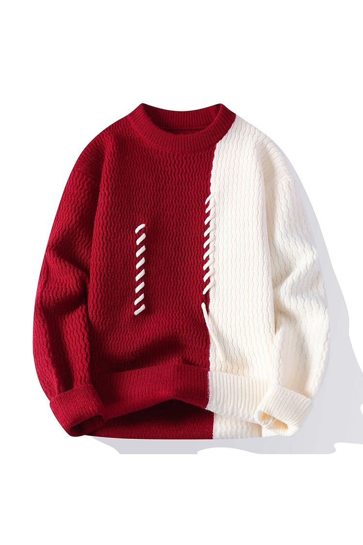 Men's Fashion stripe pattern Sweaters Autumn/Winter Loose Knittwear Men sweater youth Thick Warm patchwork pullovers Top