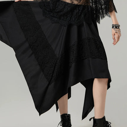 Gonna Steampunk gotica da donna Gonna irregolare in pizzo a contrasto vintage Gonna rinascimentale Costume cosplay