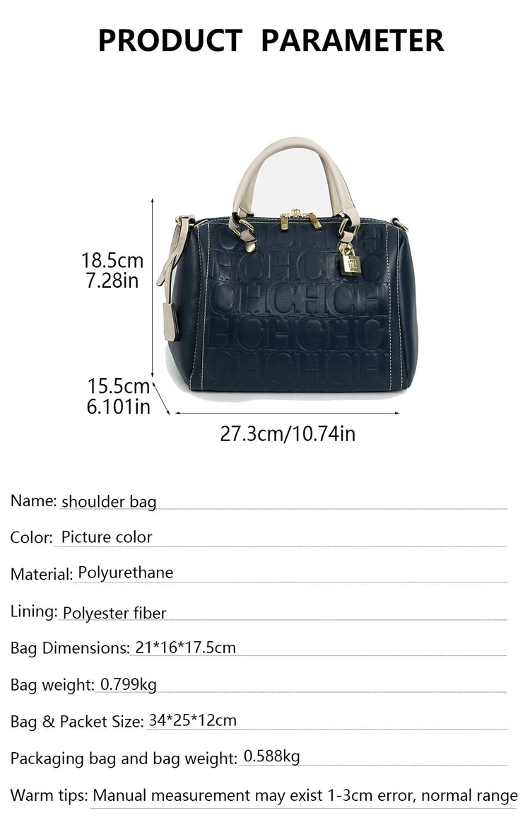 CH Autumn/Winter Christmas Fashion PU Material Lock Lock Design Women's Crossbody Bag 2025 Designer New Handbag Trendy Brand PlatiNum