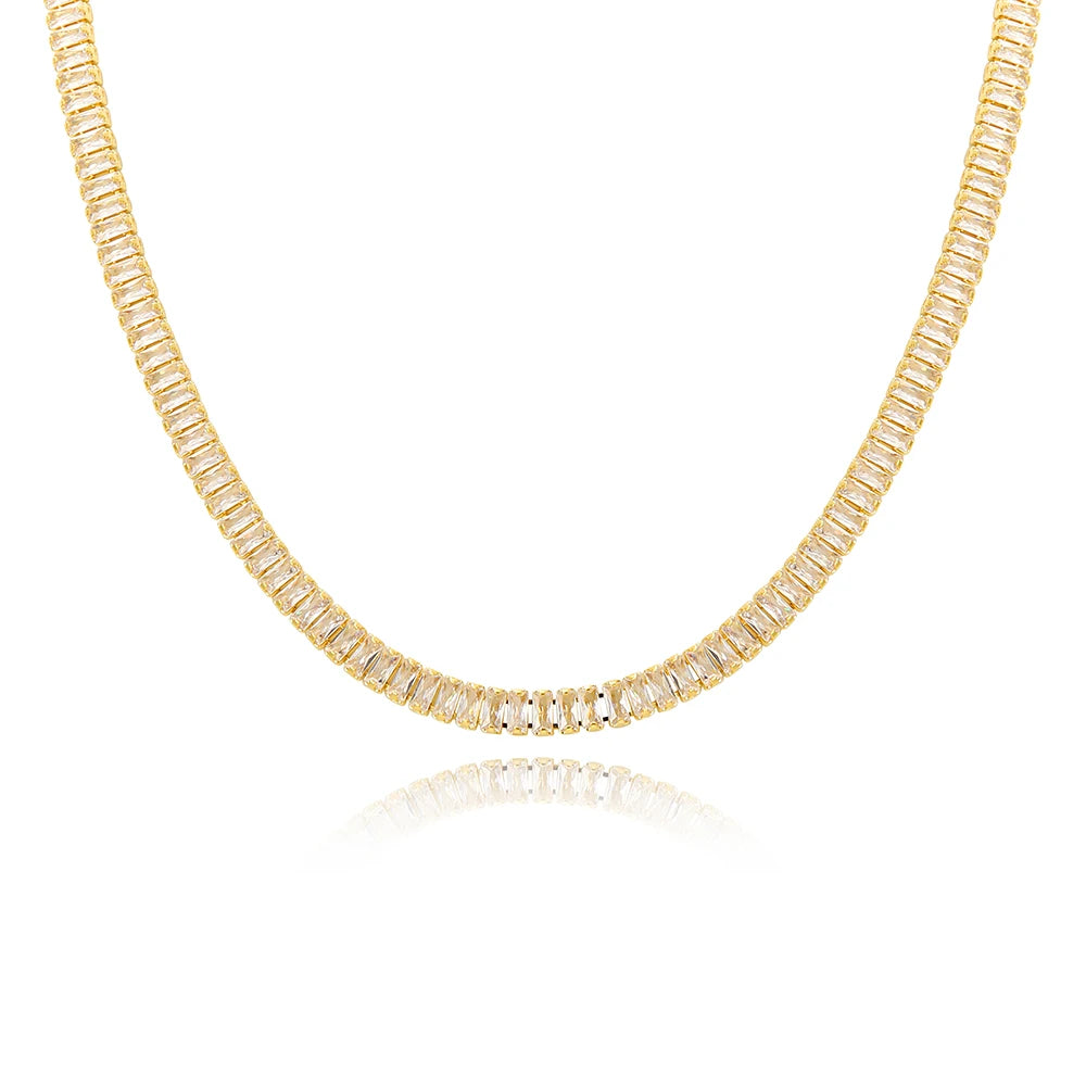 Collana girocollo con zirconi cubici da donna verde di lusso Collana con catena da tennis in cristallo arcobaleno lucido CZ per regalo da donna