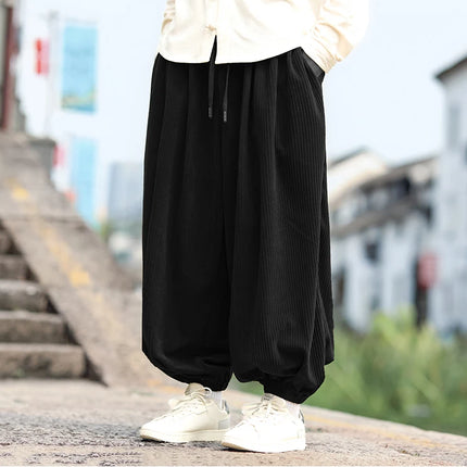 Nuovi pantaloni di velluto a coste da uomo streetwear moda pantaloni lanterna allentati uomo pantaloni stile harem retrò pantaloni casual con cavallo grande uomo taglie forti5XL