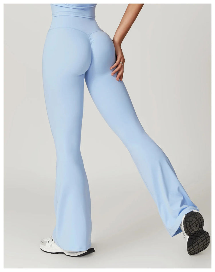 Flare Leggings Yoga Pants Women Bell-bottoms Yoga Tights High Waist Fitness Pants Stretch Gym Workout Sports Push Up Leggings PlatiNum