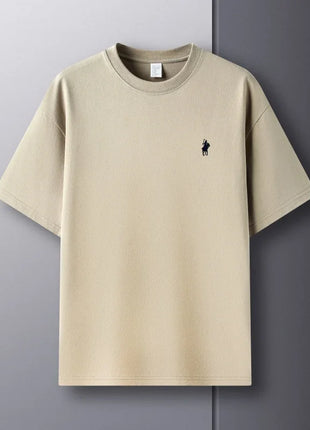T-shirt homme col rond manches courtes 100 % pur coton, vente chaude, marque de luxe, été, broderie exquise, poney, haut respirant