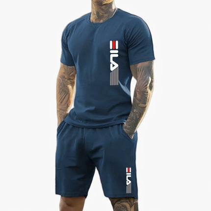 Uomo 2025 estate nuova tuta sportiva casual T-shirt a maniche corte da uomo traspirante all'aperto + pantaloncini da allenamento set da due pezzi platinumshop