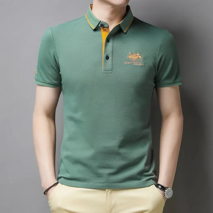 Men's Embroidered Short Sleeve Polo Shirt Casual Fashion Comfortable Summer Top