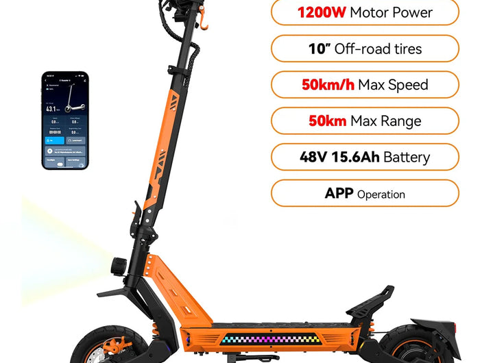 Monopattino Elettrico TOFUN TF3 PRO 1200W con APP, Velocità Massima 50 km/h, Autonomia 40-50 km, Batteria 48V 15.6Ah, Pneumatici da 10 Pollici, 4 Modalità, Pieghevole platinumshop