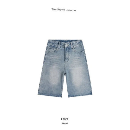 Women's Vintage Wide Leg Denim Capri Pants Shorts Summer New Plus Size Tummy Control Loose Straight Leg Casual Streetwear PlatiNum