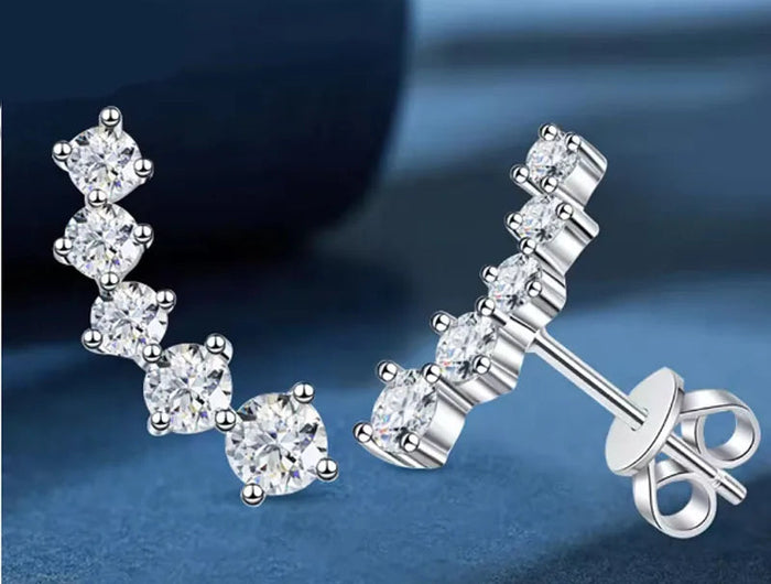 Real D Color Moissanite Diamond Earrings 925 Sterling Silver Sparkling Smile Stud Earrings for Women Jewelry Gift Oorbellen PlatiNum
