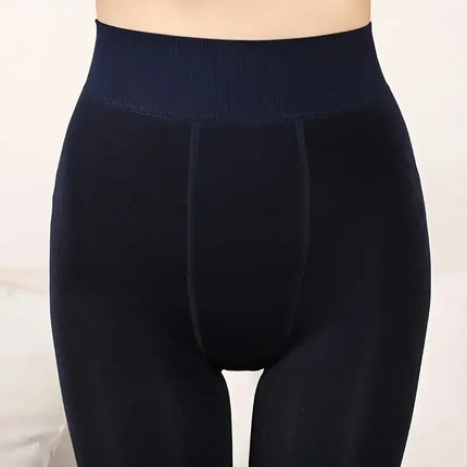 Colorful Fleece Lined Tights Winter Women Thermal Pantyhose for Female Panty Polar Skin Black Effect Stockings Thermal Leggings PlatiNum