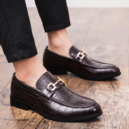 Scarpe Casual in Pelle da Uomo, Mocassini di Design con Fibbia Metallica, Scarpe Eleganti da Uomo per Affari, Nuove Scarpe di Lusso in Pelle