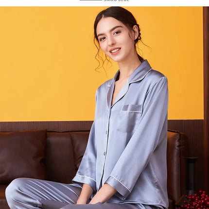 Pigiama di seta di gelso 100% donna estate inverno primavera a maniche lunghe in due pezzi coppia servizio a domicilio pigiama di seta per signora