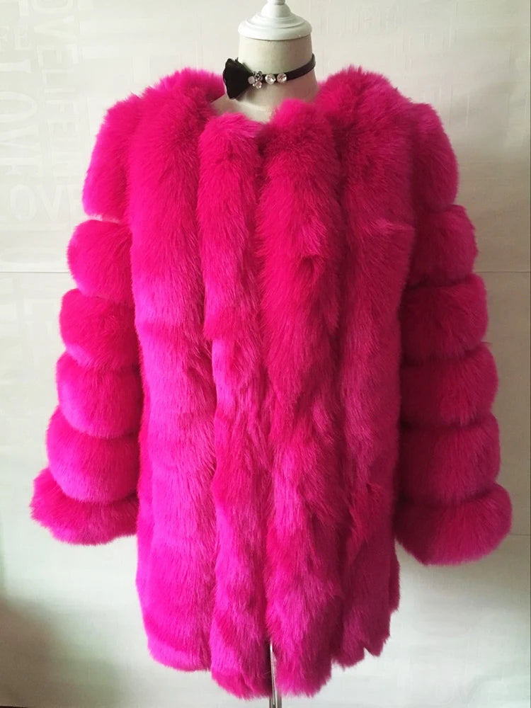 ZADORIN High Quality Winter Women Coats Luxury Faux Fox Fur Coat Thick Warm Long Fluffy Fur Jacket Pink Coat Bontjas
