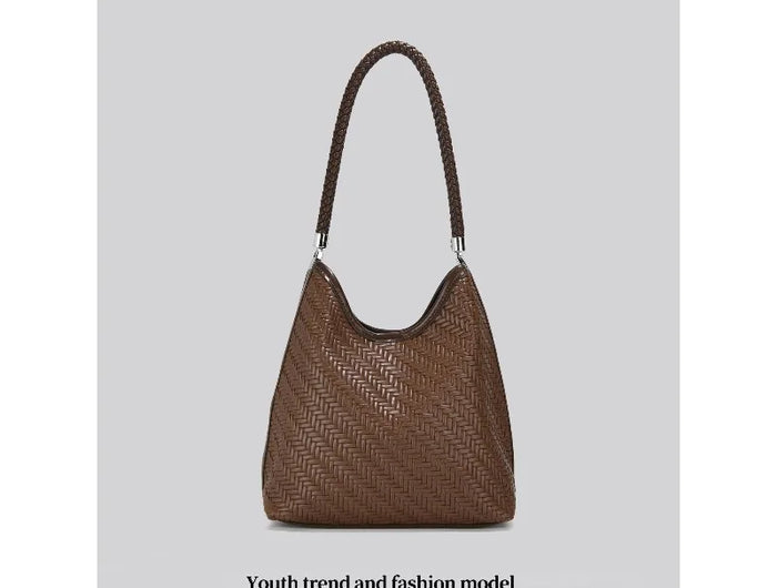CEEKAY 2026 New Woven Hobo Bag, Retro Herringbone Texture Shoulder Bag with Woven Handle, Casual Women's Tote Bag