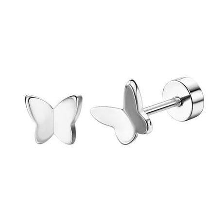 Florideco 1 paio di orecchini a bottone ipoallergenici con retro piatto per donna uomo orecchini a bottone per cartilagine in acciaio inossidabile chirurgico platinumshop