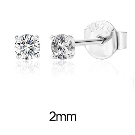AIDE 1PC Sparkling Moissanite Piercing Stud Earrings 925 Sterling Silver Shining Circle Earring For Women Ear Bone Earring Jewel PlatiNum