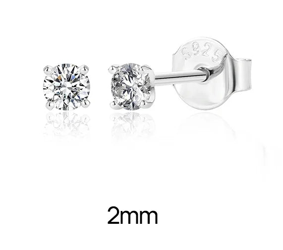 AIDE 1PC Sparkling Moissanite Piercing Stud Earrings 925 Sterling Silver Shining Circle Earring For Women Ear Bone Earring Jewel PlatiNum