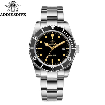 ADDIESDIVE 39mm Men's Analog Quartz Watch Ceramic Bezel K1 Domed Glass 200m Water Resistance C3 Super Luminous  Men's Dive Watch