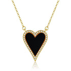 Stainless Steel Vintage Natural Stone Heart Pendant Necklace For Women Girl Clavicle Chain Choker Zircon Fashion Jewelry Gift PlatiNum