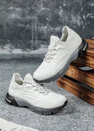 Breathable Socks Shoes Women Lightweight Knitted Casual Sneakers Non-slip Walking Footwear Outdoor Jogging Fitness Sports PlatiNum