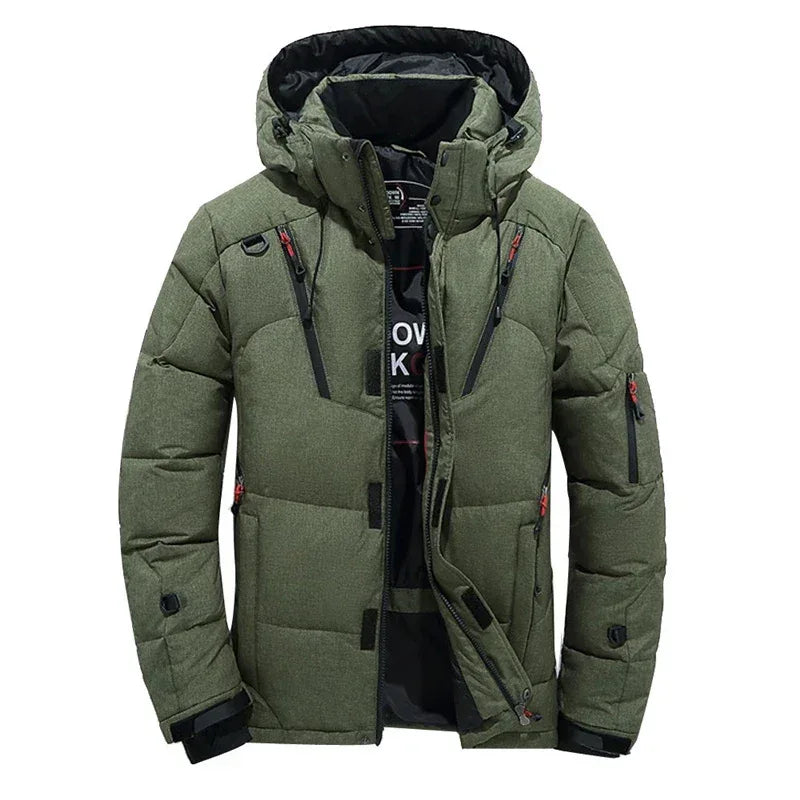 -20 Degree Down Jacket Male Winter Parkas Men White Duck Down Jacket Hooded Outdoor Thick Warm Padded Snow Coat Oversize M-4XL - PlatiNum