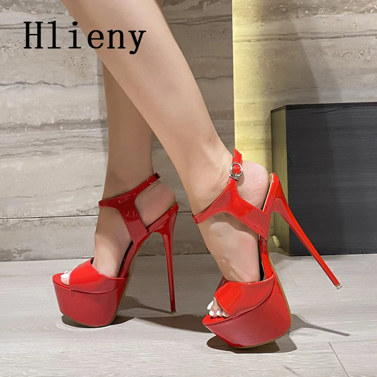 Hlieny 2026 stile estivo sexy 16 cm tacchi alti sandali con cinturino con fibbia donne peep toe discoteca partito spogliarellista scarpe di grandi dimensioni 45 46