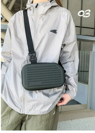 Borsa a tracolla rigida nera, leggera e portatile, per adulti, ideale per il trasporto quotidiano, lo shopping, le brevi camminate all'aperto e l'uso quotidiano.