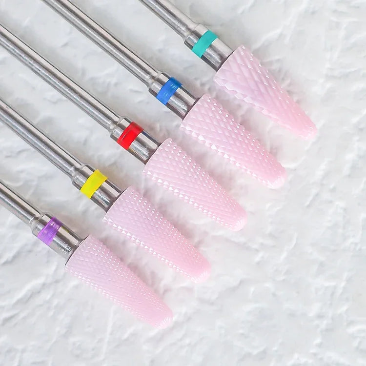 Pink Ceramic Carbide Nail Drill Bits Milling Cutter For Gel Polish Remover Electric Nail Machine Polishing Peeling File Home Salon Manicure Pedicure Accessories