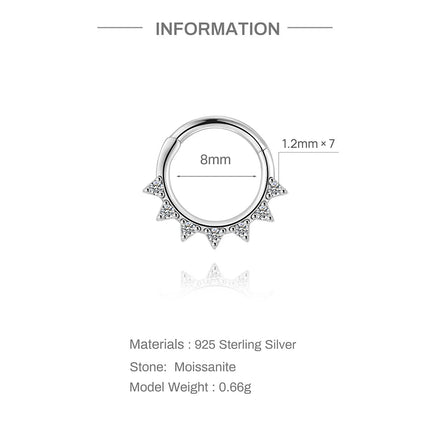 CANNER 1PC 6/7/8/9mm Moissanite 925 Sterling Silver Hoop Earrings Women Round Circle Piercing Earings Personalized Fine Jewelry PlatiNum