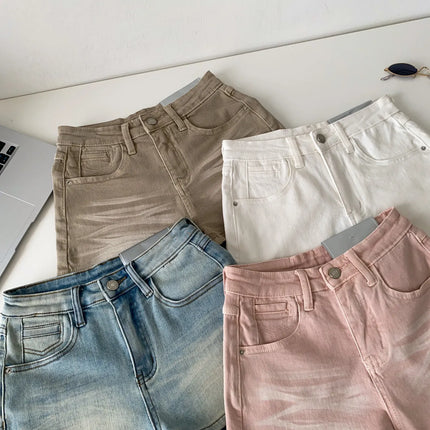 SINGREINY Women's Gradient Denim Shorts, High Quality, Aesthetic, Casual, Comfortable, American Retro Style, Basic, Beach