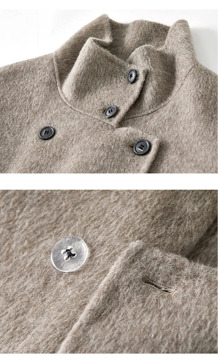SENTUBILA 100% Wool Winter Jackets for Women Short Coats 2026 Stand Turtleneck Unlined Wool Outerwears Female Clothes W44O56626