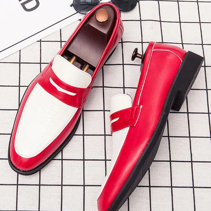 Moda Bianco Rosso Blu Mix Patchwork Scarpe casual per uomo Designer Penny Mocassini Abito da ballo formale per matrimonio Calzature per ritorno a casa
