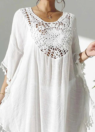 Abito Copricostume Estivo da Donna con Scollo Quadrato, Protezione Solare, Vestibilità Ampia, Traforato, per Spiaggia e Vacanze platinumshop