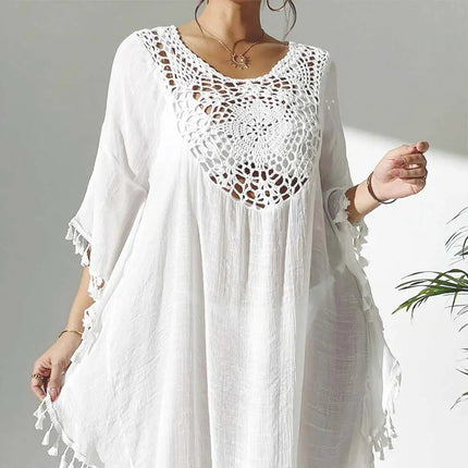 Abito Copricostume Estivo da Donna con Scollo Quadrato, Protezione Solare, Vestibilità Ampia, Traforato, per Spiaggia e Vacanze platinumshop
