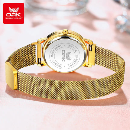 OPK 8115 Orologio da donna Orologio da polso al quarzo originale alla moda semplice Cinturino in maglia di acciaio inossidabile Orologio impermeabile per donna Reloj platinumshop